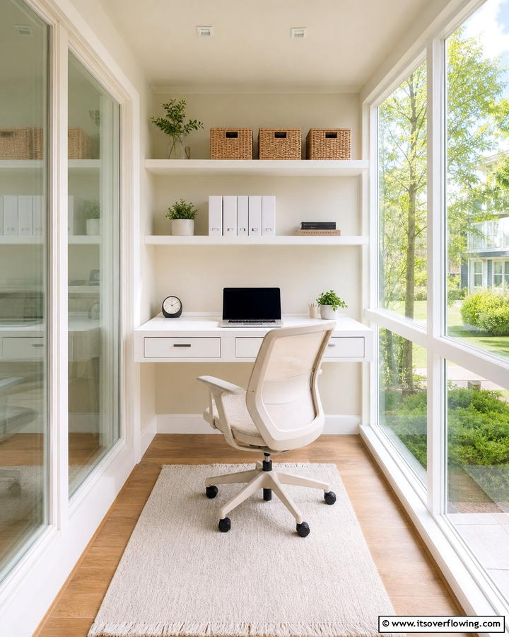 Compact Efficiency - 20 Sunroom Office Ideas for a Productive Workspace