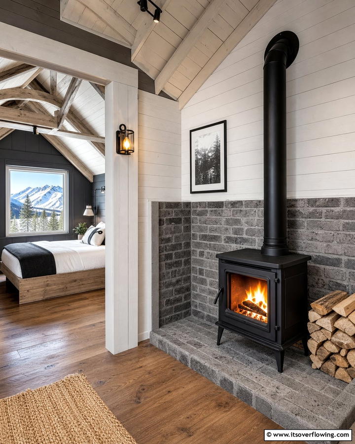 Compact Fireplace for Warmth - 25 One Room Cabin Interior Design Ideas for a Cozy Retreat