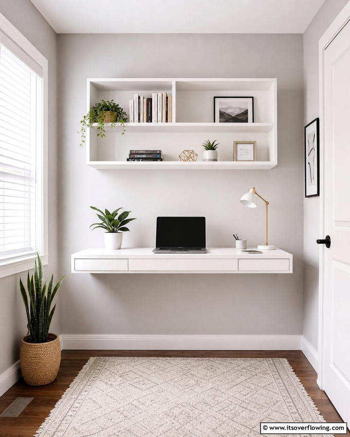 Compact Floating Desk Setup - 21 Small Home Office Ideas for Productive Workspaces