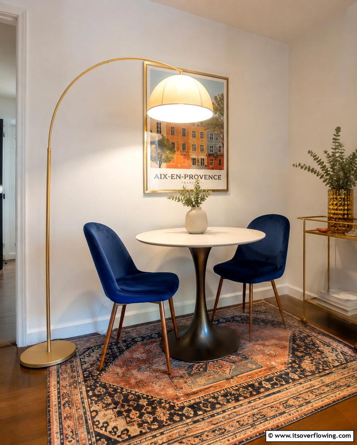 Compact Floor Lamp Features - 30 Small Dining Room Lighting Ideas for Cozy Ambiance