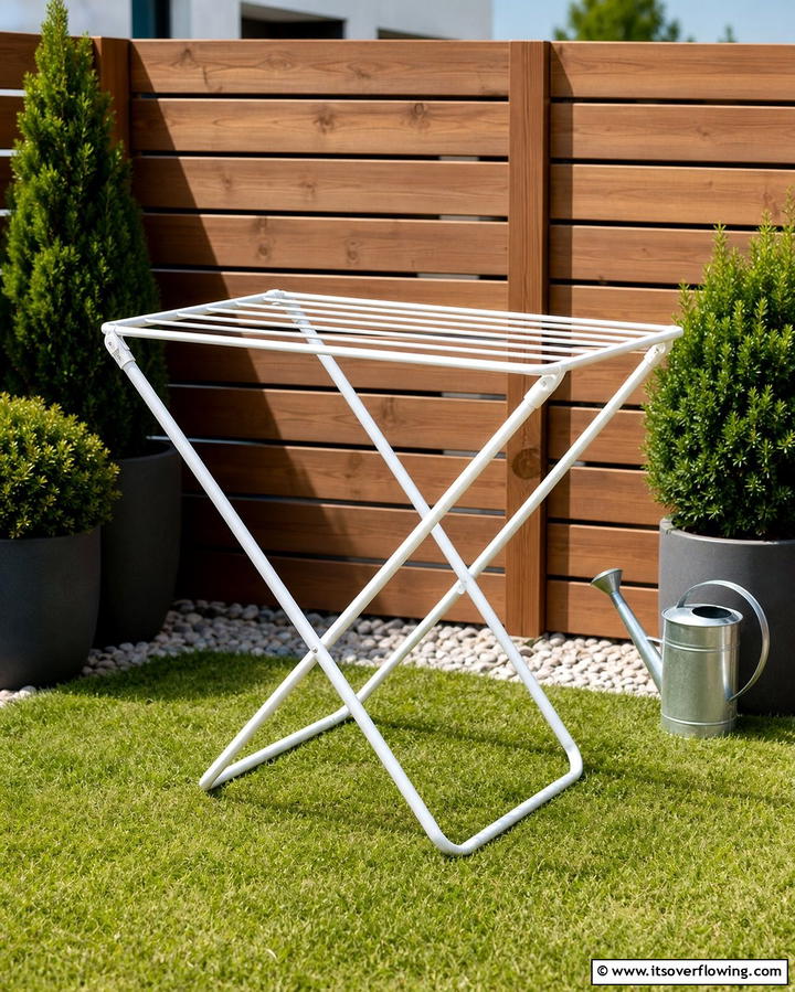Compact Foldable Drying Rack for Small Yards - 25 Outdoor Clothesline Ideas for Efficient Drying