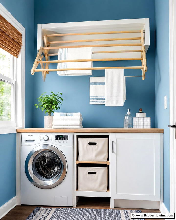 Compact Foldable Drying Racks - 25 Small Utility Room Ideas for Efficient Homes