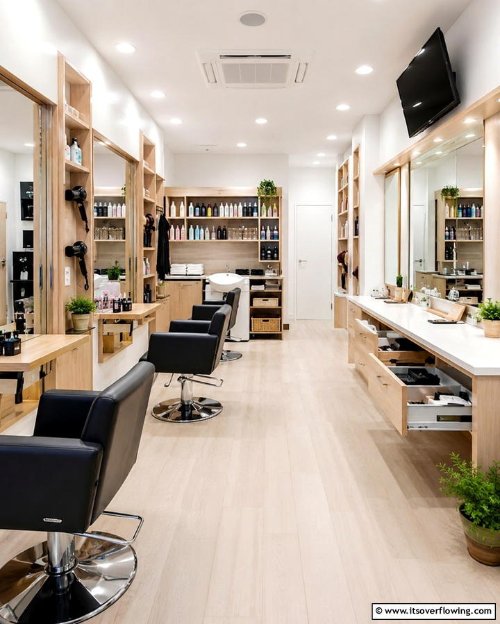 Compact Functional Salon - 30 Salon Interior Design Ideas for a Chic Beauty Space