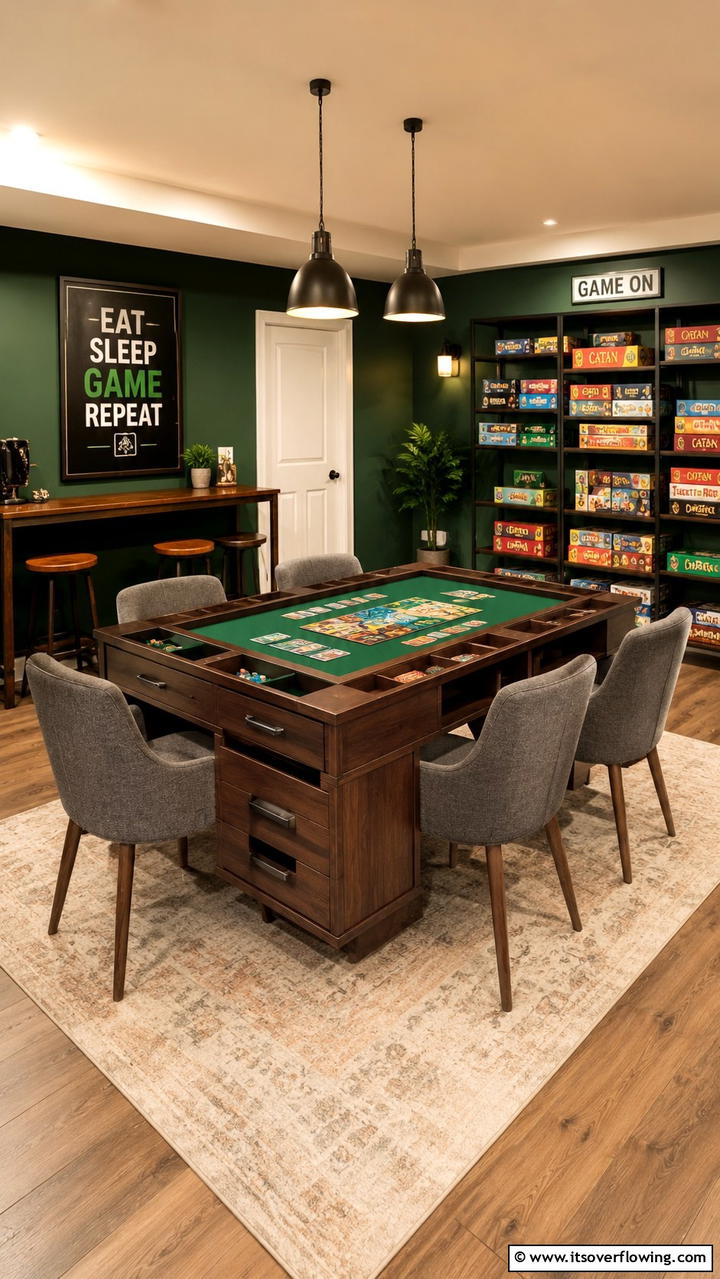 Compact Game Room Table - 30 Basement Furniture Ideas for Functional Living Spaces
