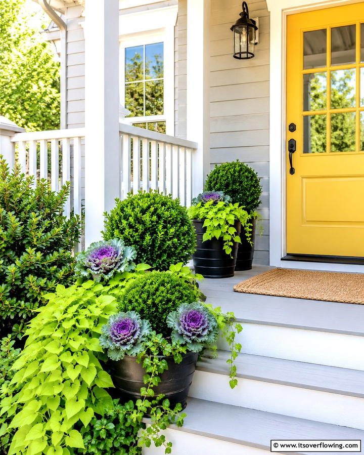 Compact Greenery - 30 Small Front Porch Ideas to Boost Curb Appeal