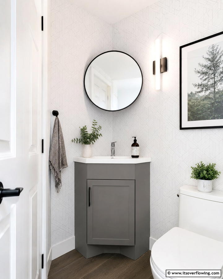 Compact Grey Corner Vanity - 25 Grey Bathroom Vanity Design Ideas for Modern Homes