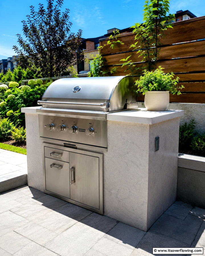 Compact Grill Station - 25 Townhouse Patio Ideas for Small Outdoor Spaces