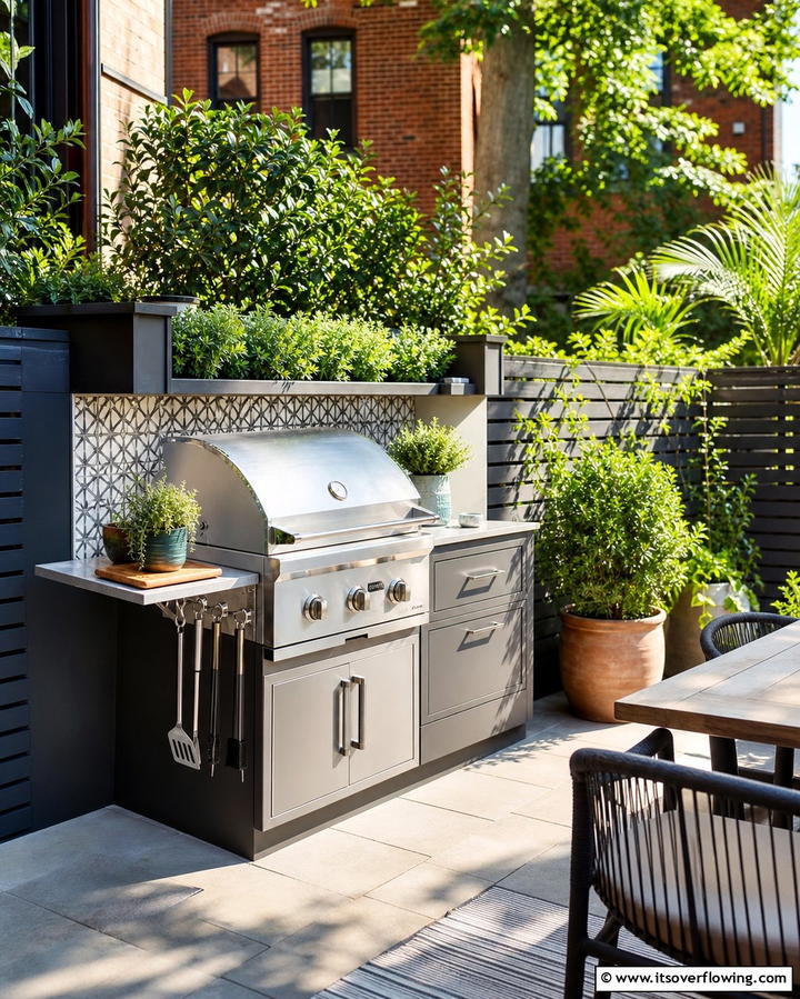 Compact Grill Station - 21 Small Outdoor Kitchen Designs for Compact Entertaining