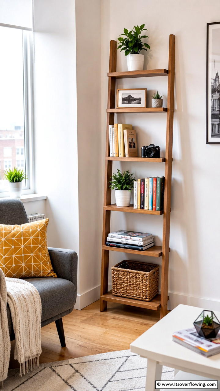 Compact Ladder Bookshelf for Charm - 30 Bookshelf Organization Ideas for Stylish Order