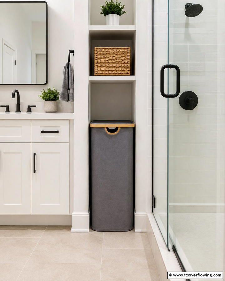 Compact Laundry Hamper - 25 Teen Bathroom Ideas for a Stylish and Functional Space
