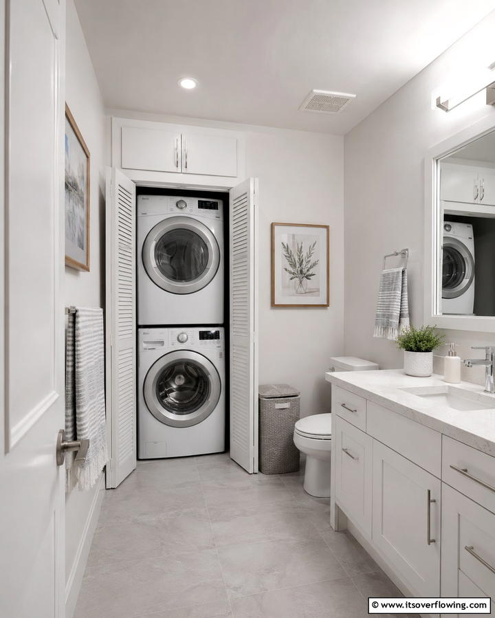 Compact Laundry Integration - 25 Hall Bathroom Ideas for Small and Functional Spaces