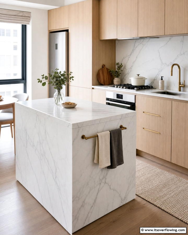 Compact Marble Island for Small Kitchens - 25 Marble Kitchen Island Ideas for a Stunning Centerpiece