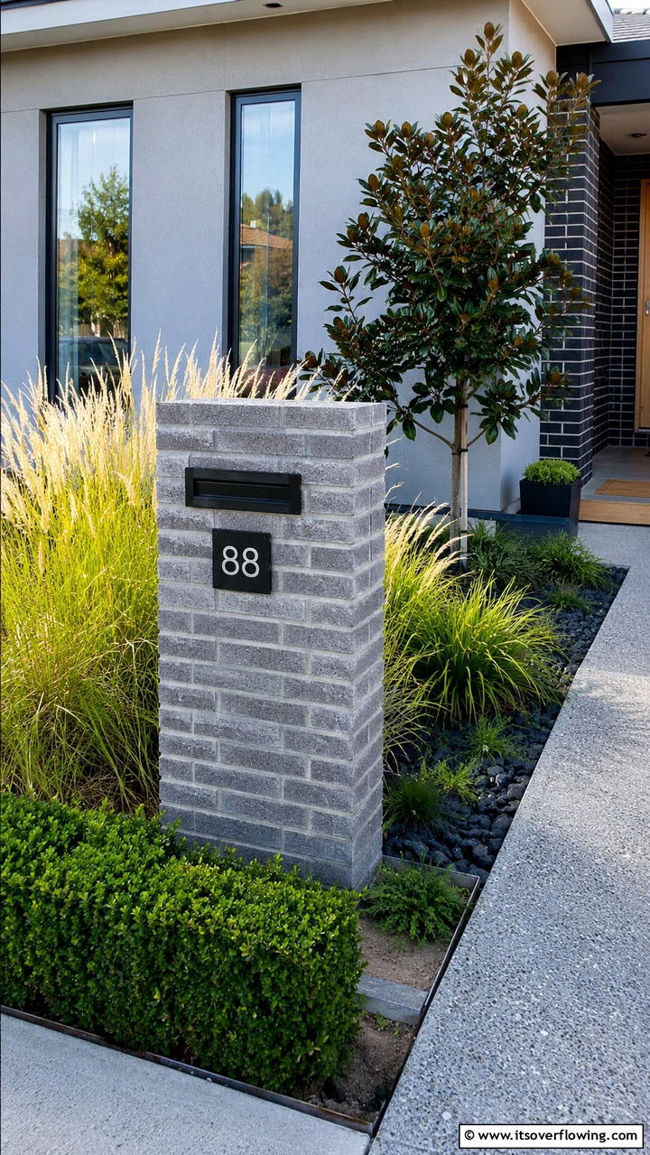 Compact Modern Brick Mailbox - 30 Brick Mailbox Ideas for a Charming Curb Appeal Upgrade