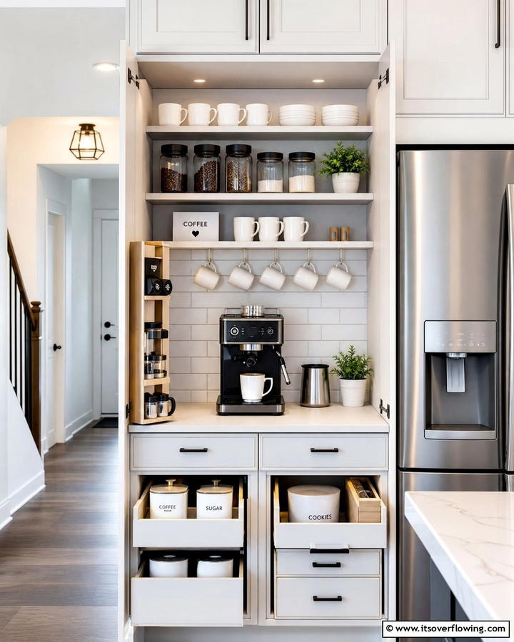 Compact Nook Coffee Station - 21 Functional Coffee Station Ideas for Kitchen or Office