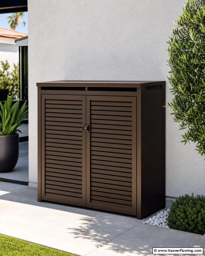 Compact Outdoor Cabinet - 25 Garbage Can Storage Ideas for Neat Spaces