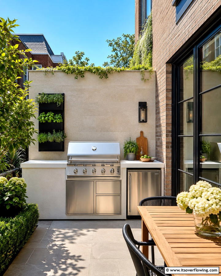 Compact Outdoor Kitchen - 30 Space-Saving Townhouse Backyard Design Ideas