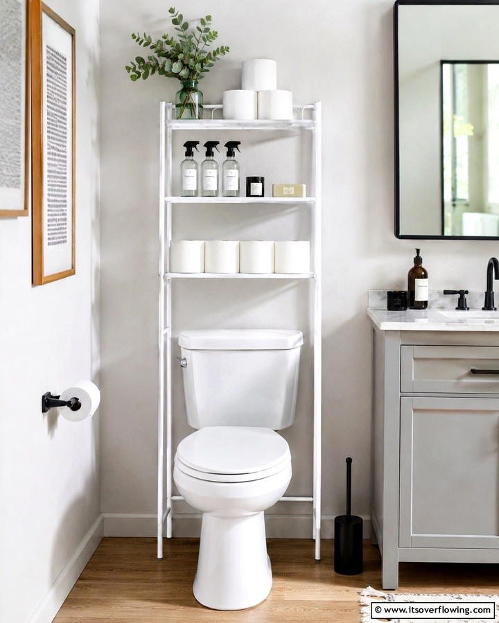 Compact Over the Toilet Shelf - 30 Functional Bathroom Furniture Ideas to Maximize Space