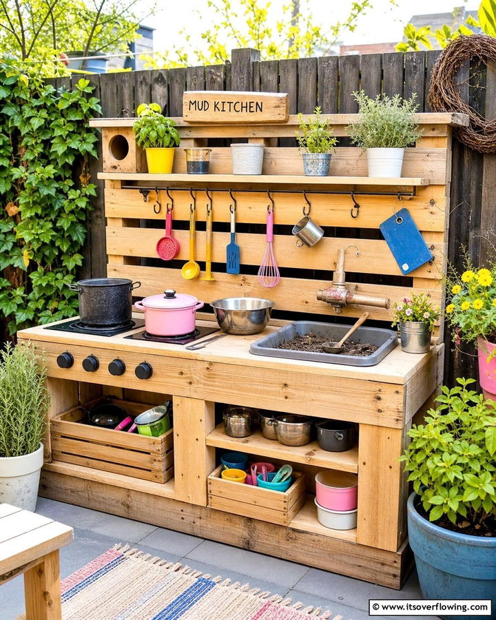 Compact Pallet Mud Kitchen - 20 Mud Kitchen Ideas for Outdoor Fun with Kids