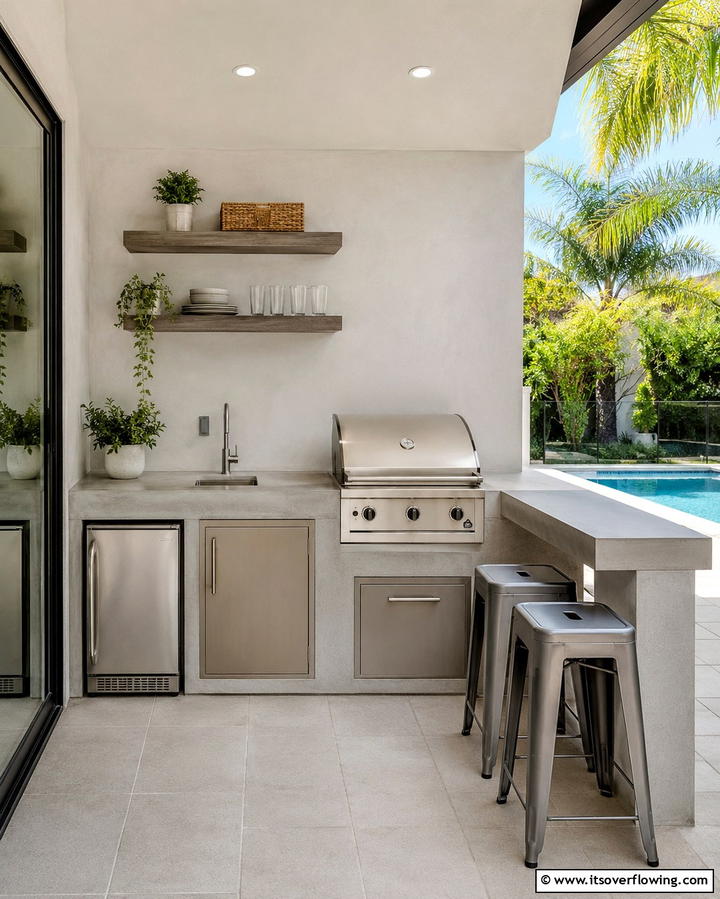 Compact Poolside Kitchenette - 30 Pool House with Outdoor Kitchen Designs for Entertaining