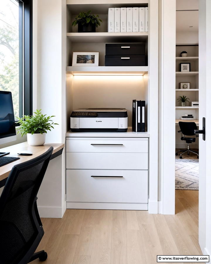 Compact Printer Stations - 21 Small Office Ideas to Maximize Productivity in Tight Spaces