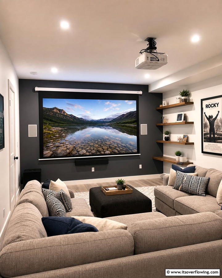 Compact Projector Setup for a Theater Experience - 20 Small Media Room Ideas for Cozy Entertainment