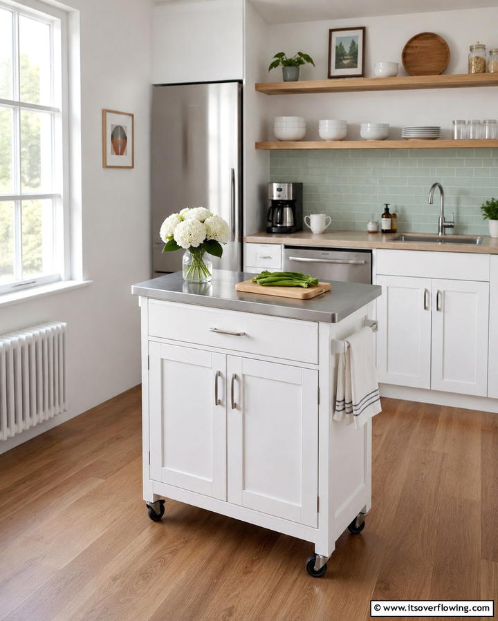 Compact Rolling Cart Island - 25 Small Kitchen Island Ideas for Compact Spaces