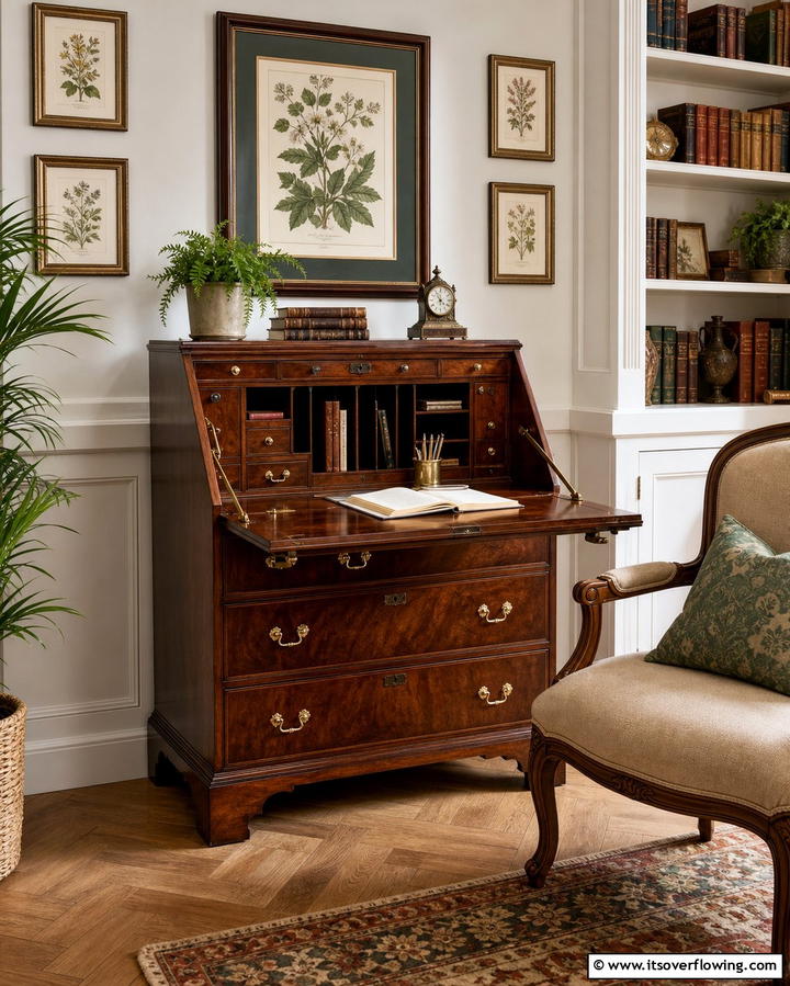 Compact Secretary Desk - 25 Desk in Living Room Ideas for Functional Spaces