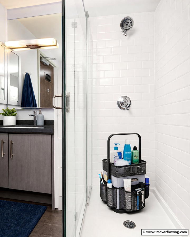 Compact Shower Caddies - 25 Dorm Bathroom Ideas to Maximize Space and Style