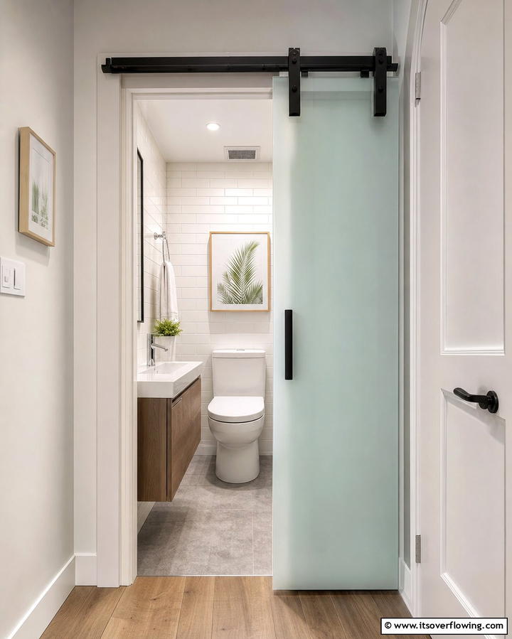 Compact Sliding Door - 25 Downstairs Toilet Ideas for Small Spaces