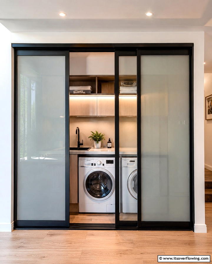 Compact Sliding Doors - 25 Laundry Closet Ideas for Small Spaces