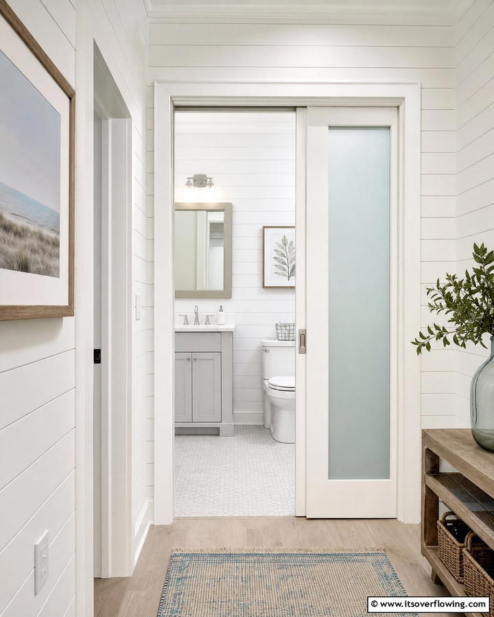 Compact Sliding Doors - 25 Hallway Bathroom Ideas to Maximize Small Spaces