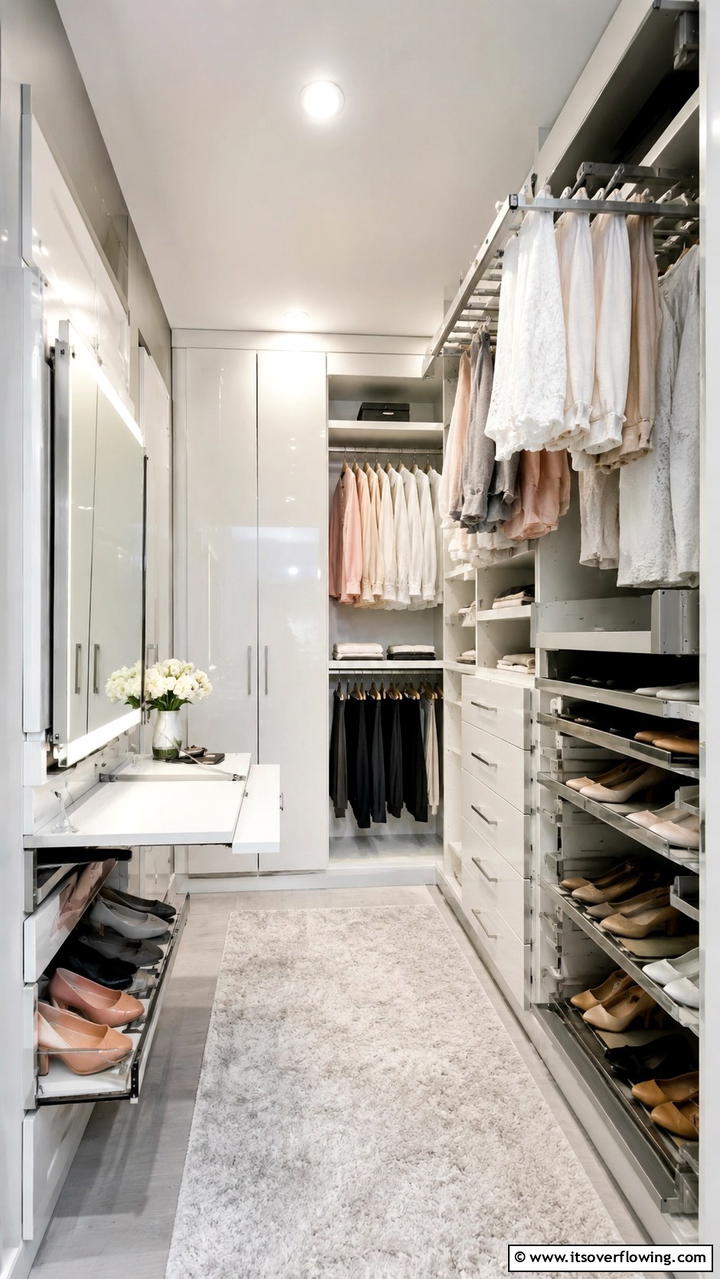 Compact Space Maximizer - 30 Dressing Room Ideas for Organized Luxury