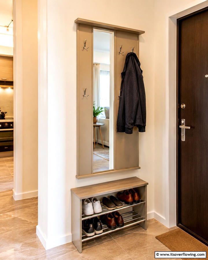 Compact Space Saving Mirror - 30 Statement Entryway Mirror Ideas to Brighten Narrow Spaces