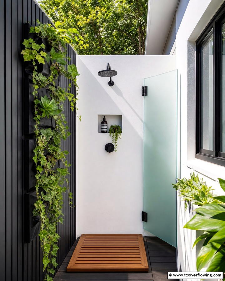 Compact Space Saving Shower - 21 Outdoor Shower Designs for Poolside Luxury & Functionality