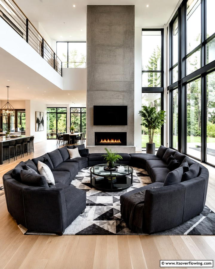 Compact Space Solutions - 25 Living Room Ideas With Sectionals and Fireplace