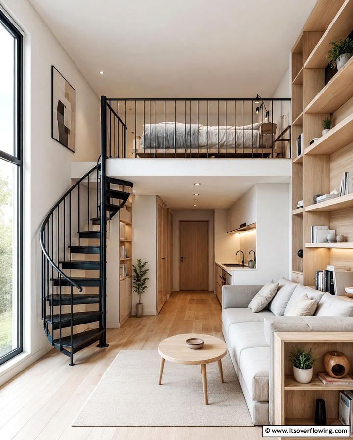 Compact Spiral Stairs for Small Spaces - 30 Elegant Curved Staircase Designs to Elevate Your Home’s Style