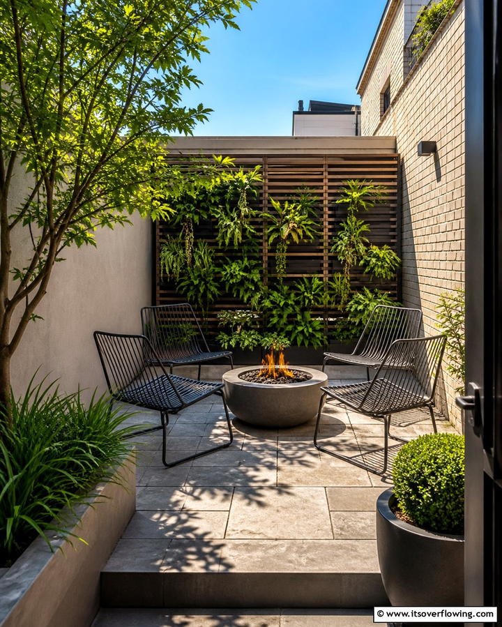 Compact Stamped Concrete Patio with Fire Pit for Small Spaces - 25 Stamped Concrete Patio With Fire Pit Ideas