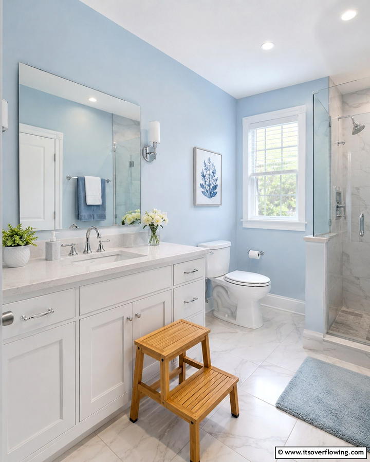 Compact Step Stool for Convenience - 25 Teen Bathroom Ideas for a Stylish and Functional Space