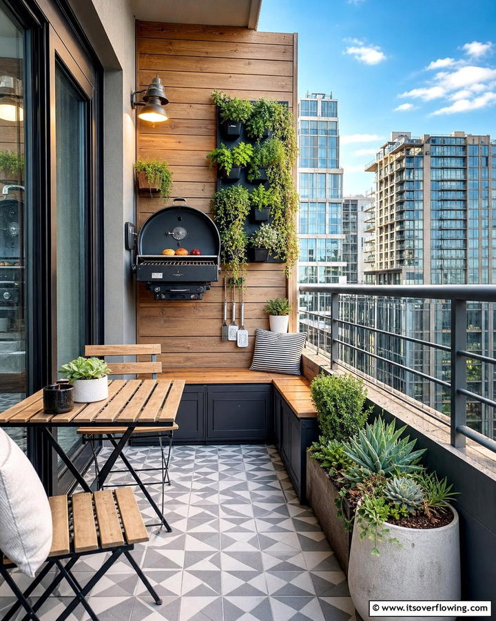 Compact Urban BBQ Nook - 21 BBQ Area Ideas for the Ultimate Outdoor Cooking Experience