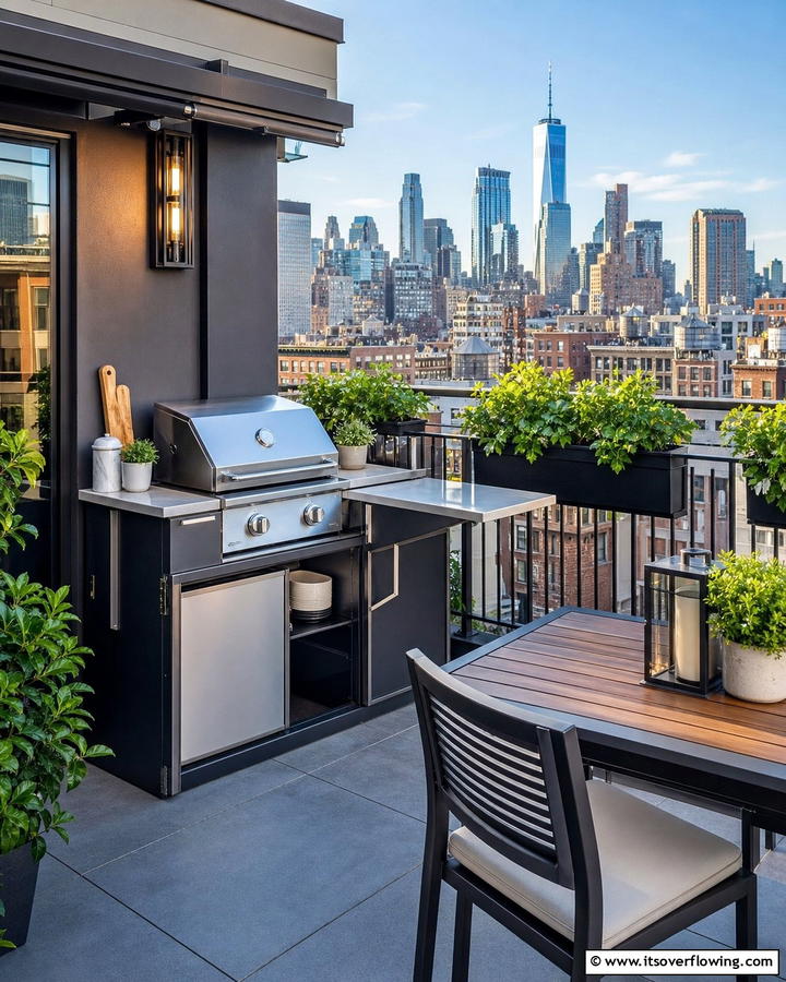 Compact Urban BBQ Solutions - 30 BBQ Island Ideas for Ultimate Outdoor Entertaining