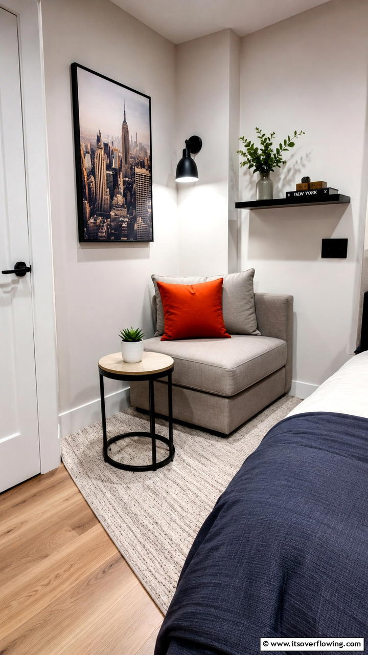 Compact Urban Nook - 30 Bedroom Sitting Area Ideas for Relaxation & Style