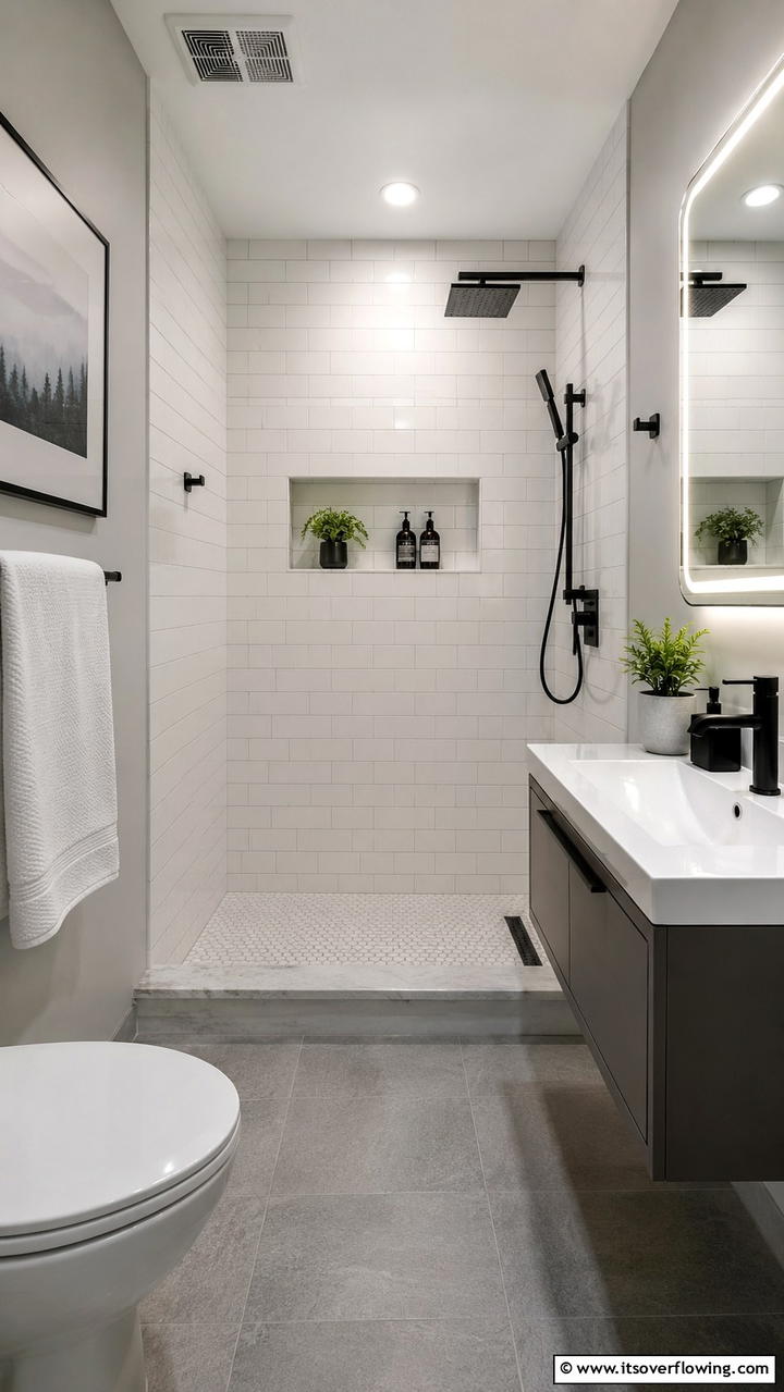 Compact Urban Retreat - 30 Doorless Walk-In Shower Ideas for Modern Bathrooms