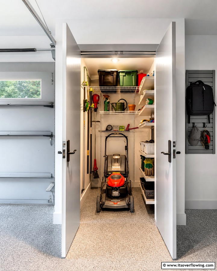 Compact Utility Closets - 20 Smart Lawn Mower Storage Ideas for Your Garden