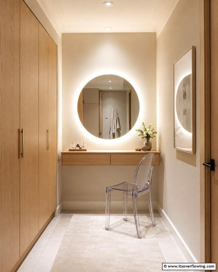 Compact Vanity Table - 25 Small Dressing Room Ideas to Organize Your Wardrobe