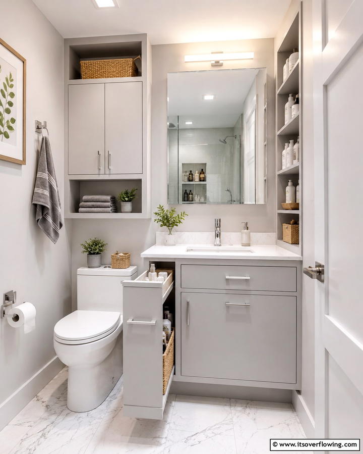 Compact Vanity with Smart Storage - 30 Small Bathroom Vanity Ideas for Space-Saving Style