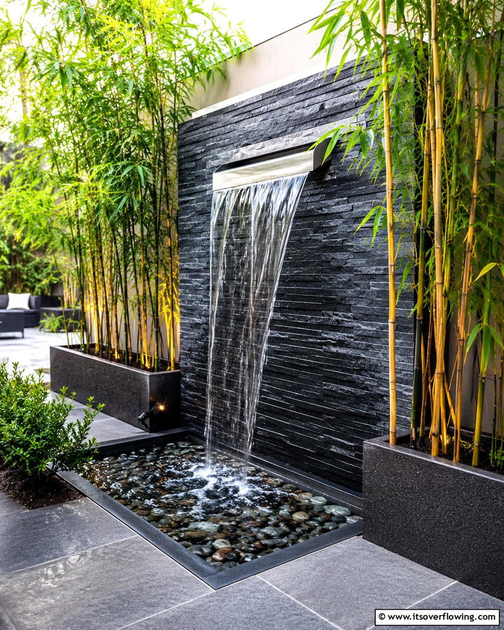 Compact Water Feature - 25 Townhouse Patio Ideas for Small Outdoor Spaces