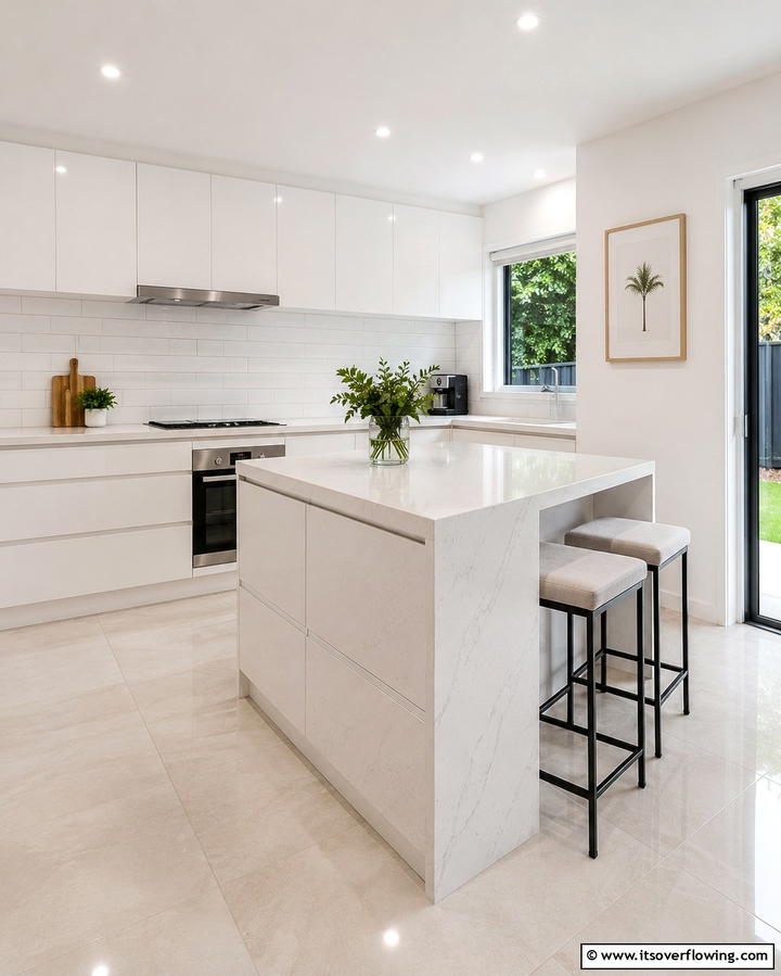 Compact Waterfall Island for Small Kitchens - 20 Stunning Waterfall Kitchen Island Ideas for a Modern Look