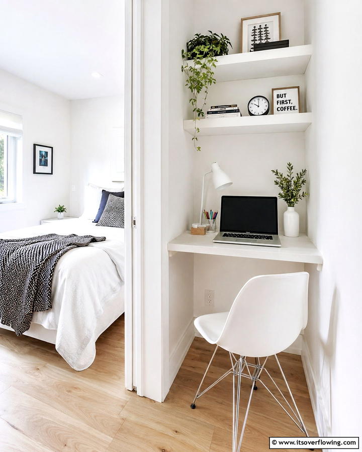 Compact White Desk for a Functional Nook - 20 Bright Small White Bedroom Design Ideas