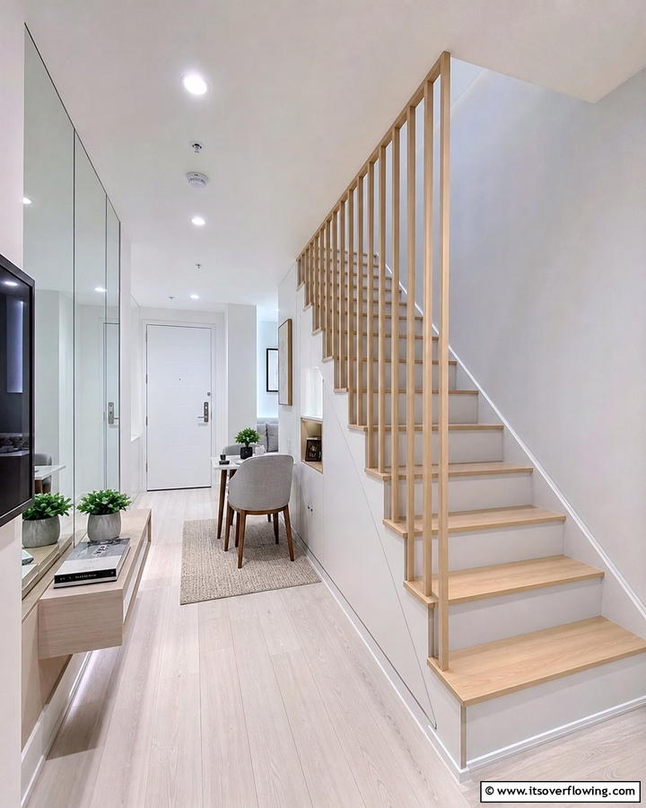 Compact Wood Railing for Small Spaces - 30 Wood Stair Railing Ideas for Warm Architectural Detail
