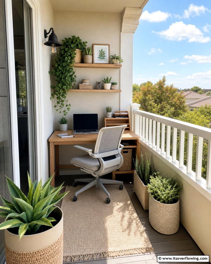 Compact Workspace Balcony - 20 Second Story Balcony Ideas for Stunning Views